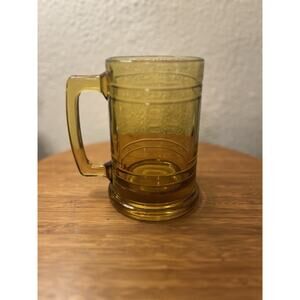Vintage MCM Amber Glass Beer Mug Beer Stein with Handle 6" Tall